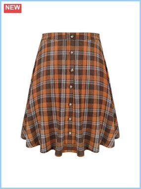 Plus Size Corduroy A-Line Mini Skirt with Buttons